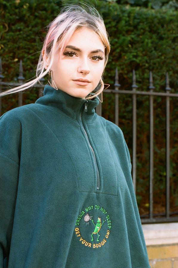 Fleece In Forest Green Disco Dave Fruity Raver Embroidery - Dreambutdonotsleep