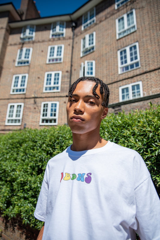 Short Sleeved T-shirt in White with Peace, Love and Freedom
