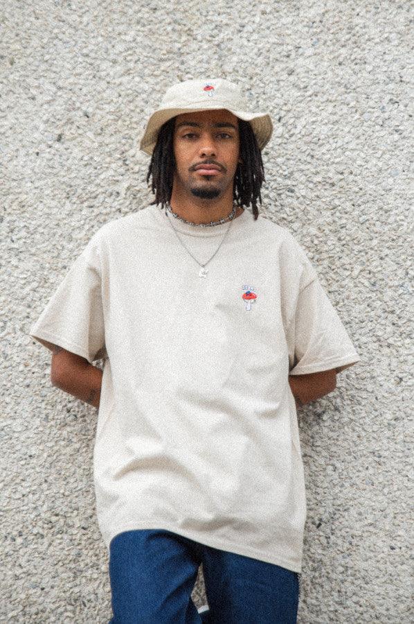 Bucket Hat In Sand With Embroidered Bro Shroom - Dreambutdonotsleep