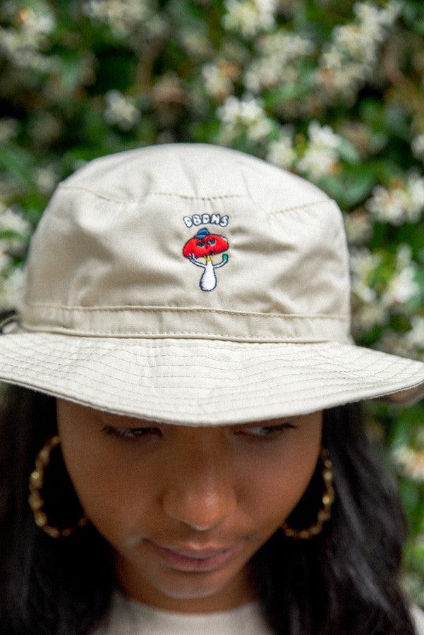 Bucket Hat In Sand With Embroidered Bro Shroom - Dreambutdonotsleep