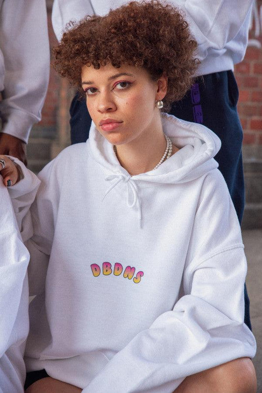 Hoodie in White with Watermelon Bubble Logo Print - Dreambutdonotsleep