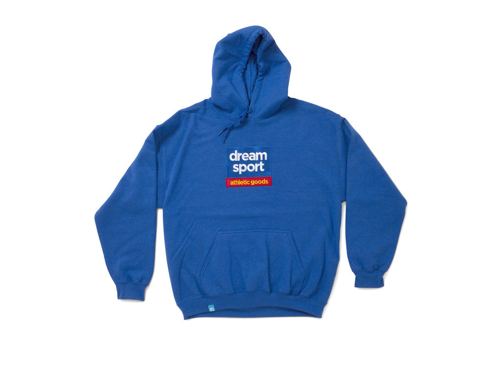 Royal Blue Hoodie With Dream Sport Athletic Goods Design.