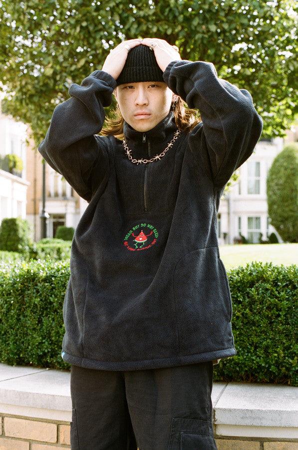 Fleece In Black Watermelon Disco Raver Embroidery - Dreambutdonotsleep
