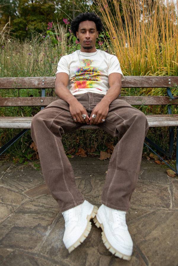 Short Sleeved T-Shirt in Neutral With Lost In Motion Infrared Print