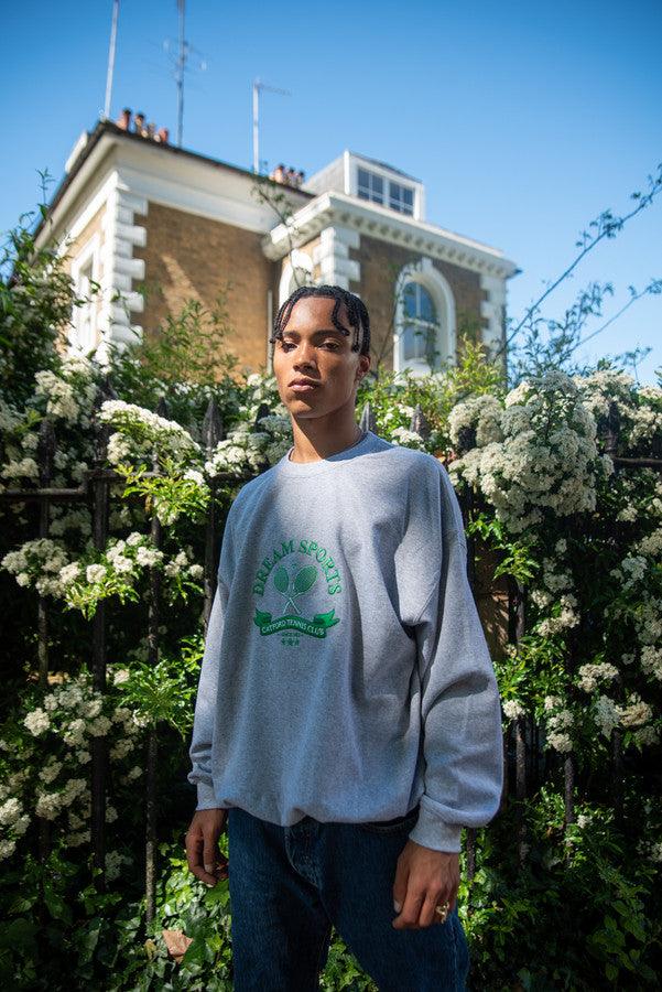 Heather Grey Sweatshirt with Catford Tennis Club Embroidery - Dreambutdonotsleep