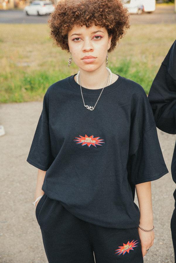 Black T-shirt With POW! Embroidered Logo - Dreambutdonotsleep