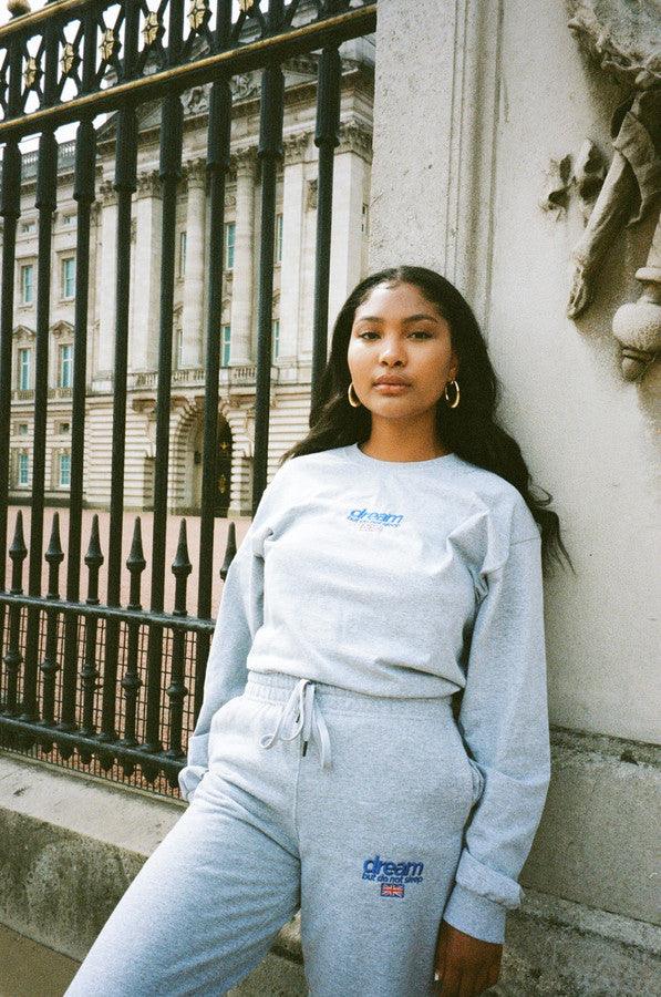 Joggers in Heather Grey with Embroidered Logo - Dreambutdonotsleep