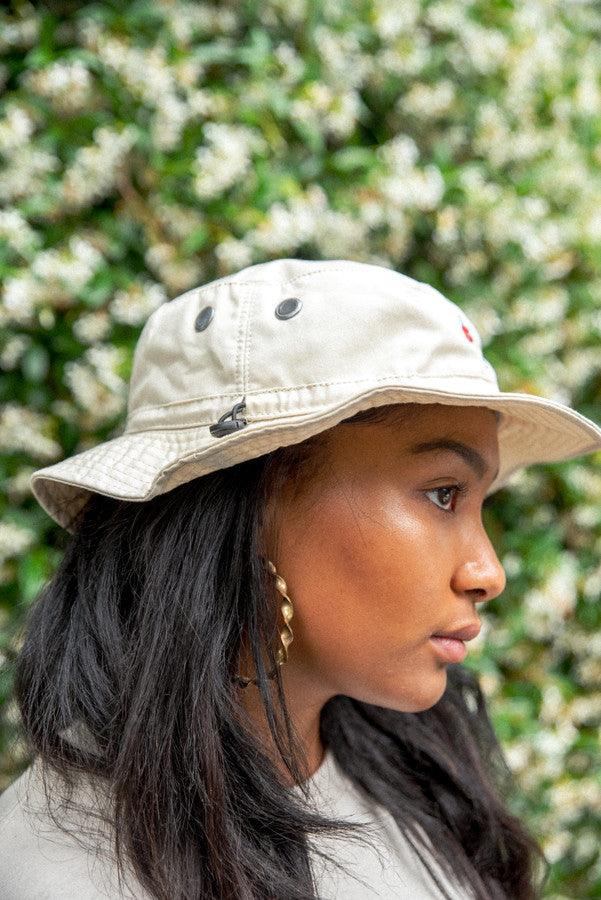 Bucket Hat In Sand With Embroidered Bro Shroom - Dreambutdonotsleep