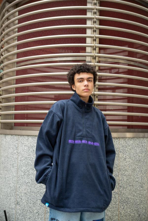 Fleece In Navy With Purple DBDNS Embroidery - Dreambutdonotsleep