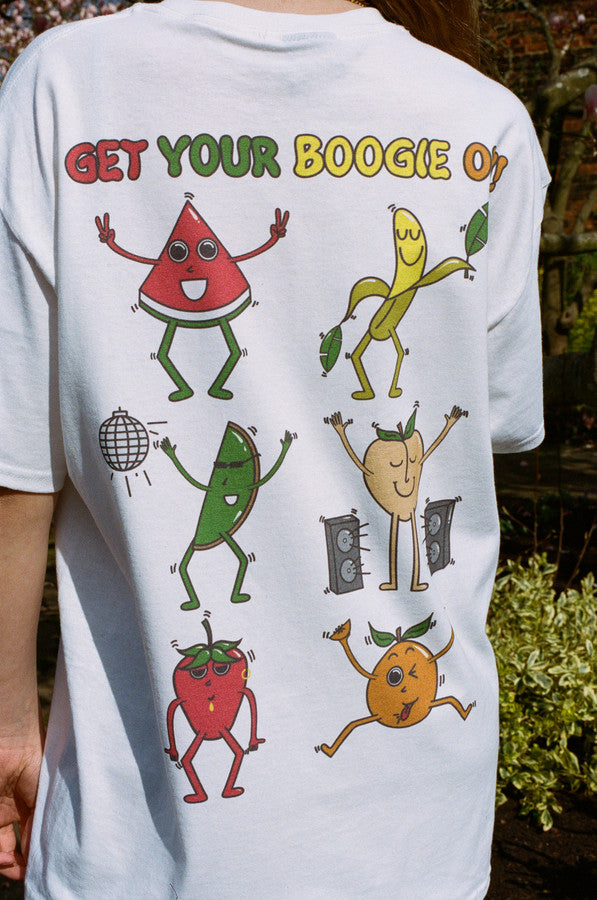 Short Sleeved T-shirt In White With Fruity Ravers Print