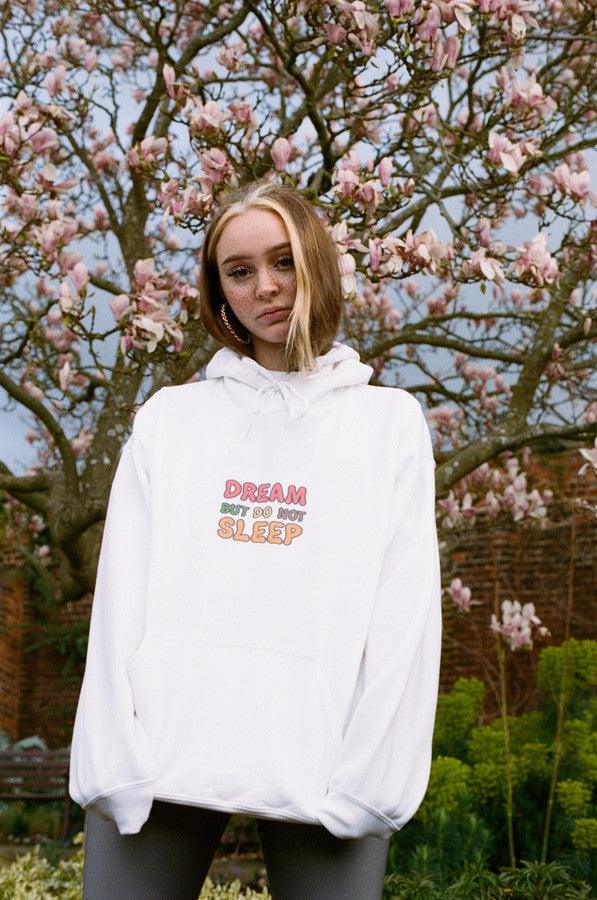Hoodie In White With Fruity Ravers Print - Dreambutdonotsleep