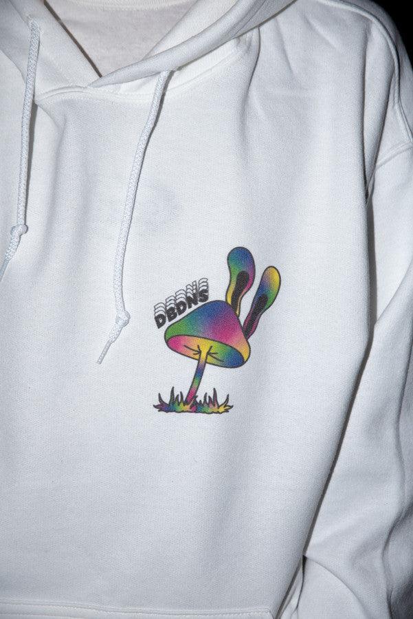 Heavyweight Hoodie in White with Planet Tripsies Print - Dreambutdonotsleep