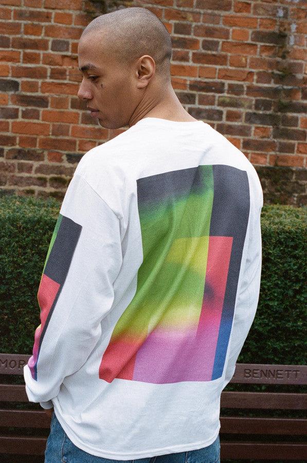 Long Sleeved T-shirt In White With Light Leak Print - Dreambutdonotsleep