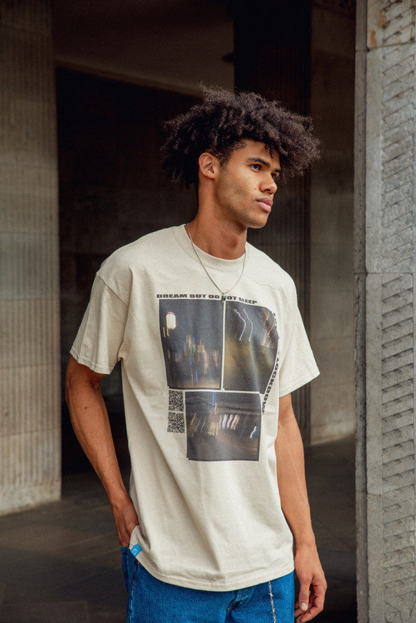 Short Sleeve Tshirt in Sand with Ghost Town Print