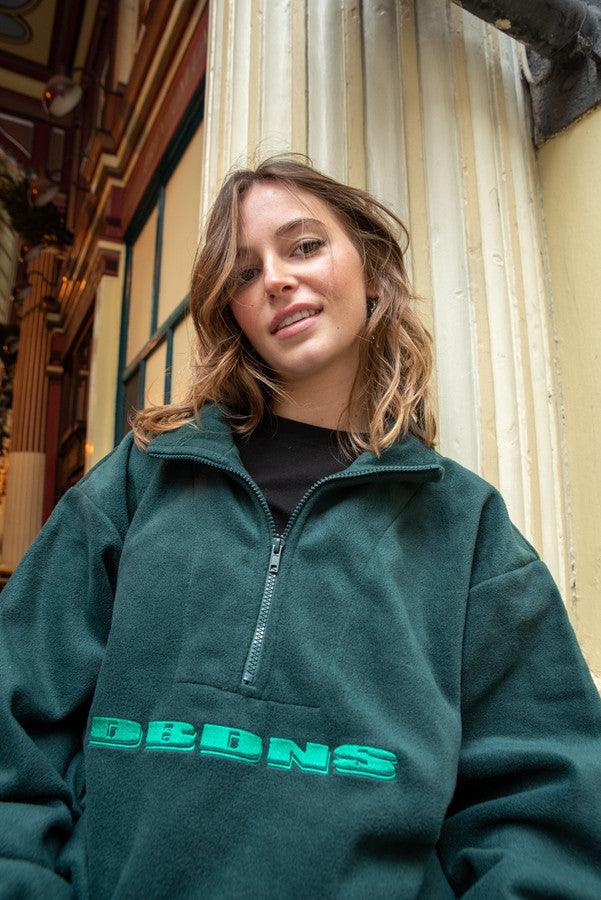 Fleece In Green With Green DBDNS Embroidery - Dreambutdonotsleep