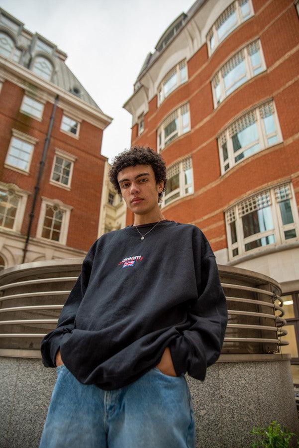 Black Sweatshirt With Dream Sports Embroidery - Dreambutdonotsleep