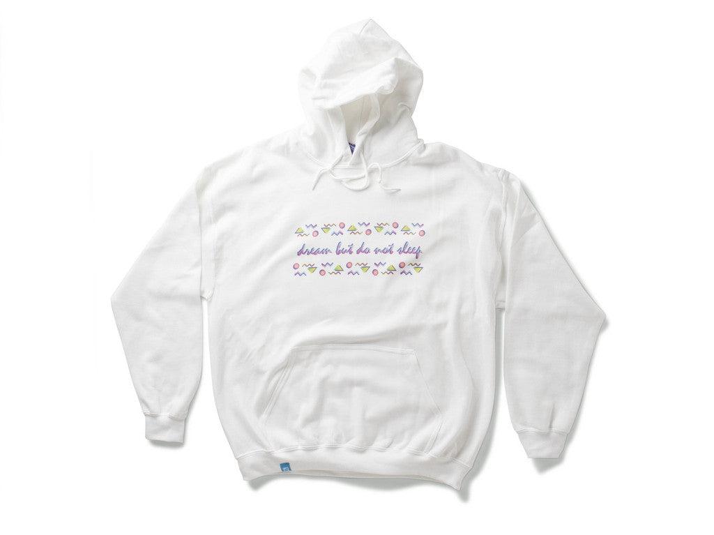 White Hoodie With 80's Geometric Design.