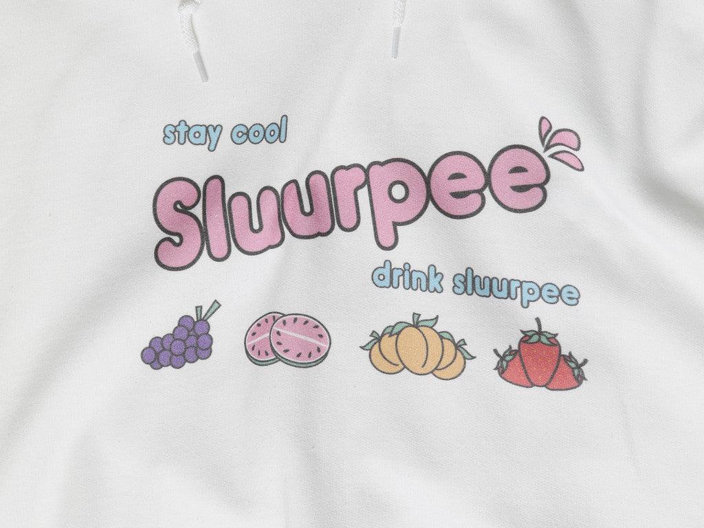 White Hoodie With Printed Sluurpee Design - Dreambutdonotsleep