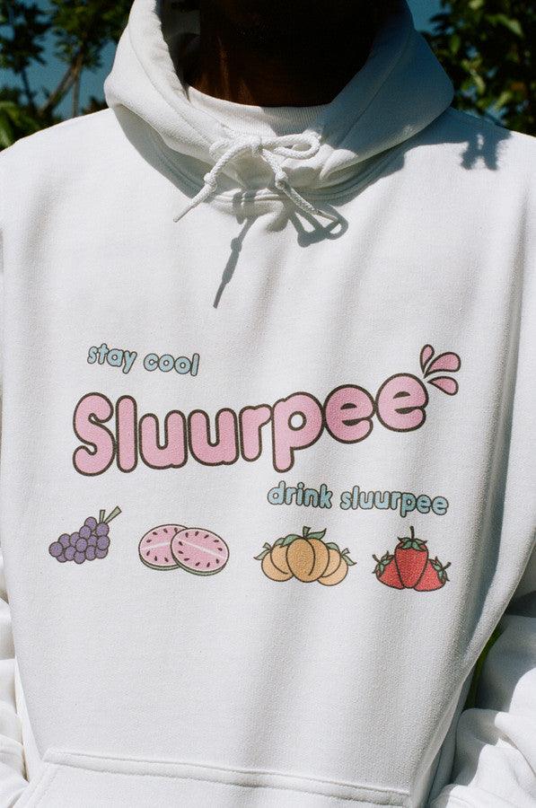 White Hoodie With Printed Sluurpee Design - Dreambutdonotsleep