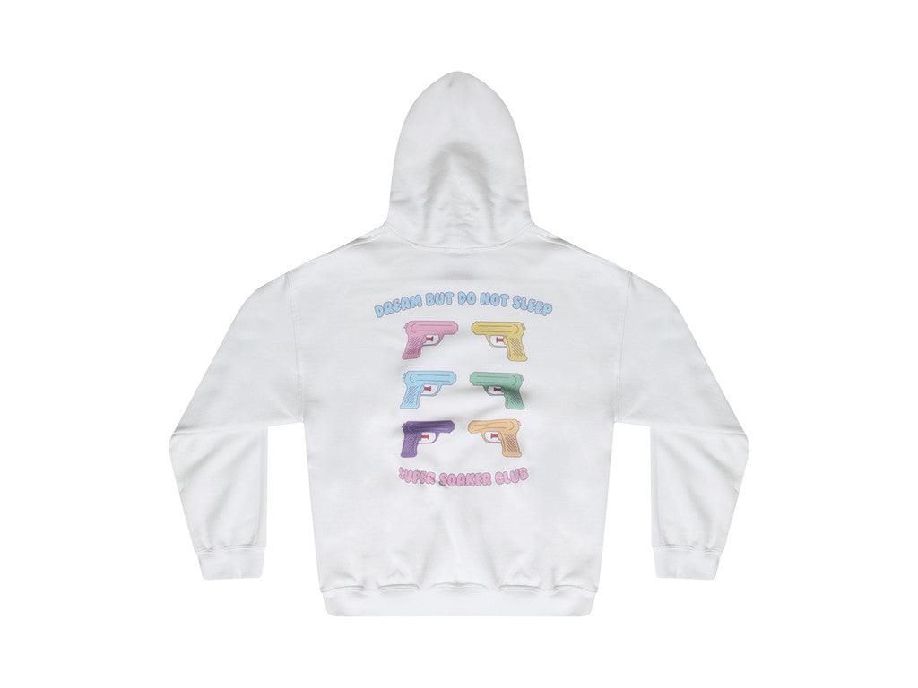White Hoodie With Super Soaker Print - Dreambutdonotsleep