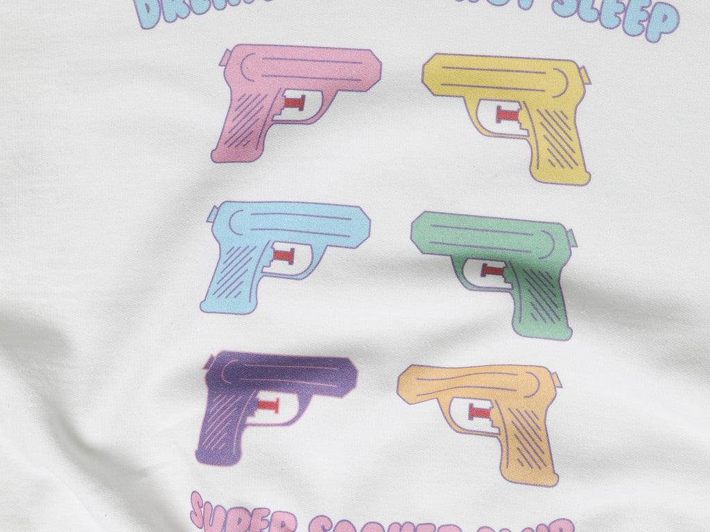 White Hoodie With Super Soaker Print - Dreambutdonotsleep