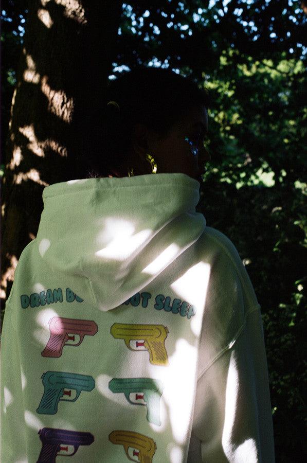 White Hoodie With Super Soaker Print - Dreambutdonotsleep