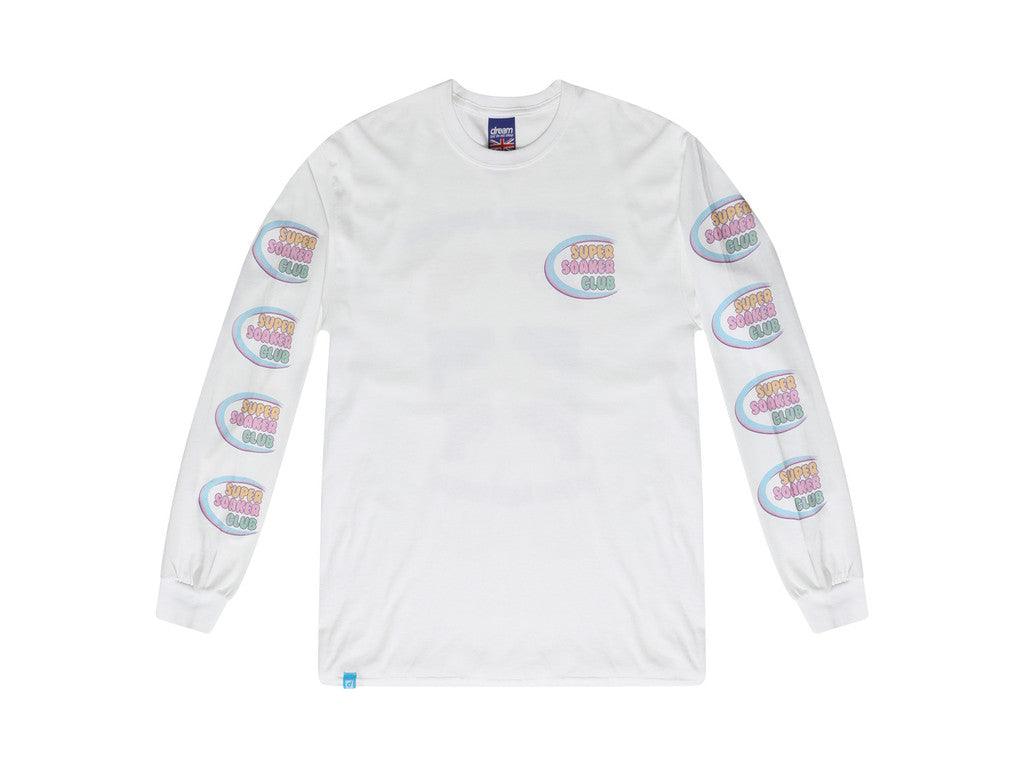 White Long Sleeved T-shirt Super Soaker Print - Dreambutdonotsleep