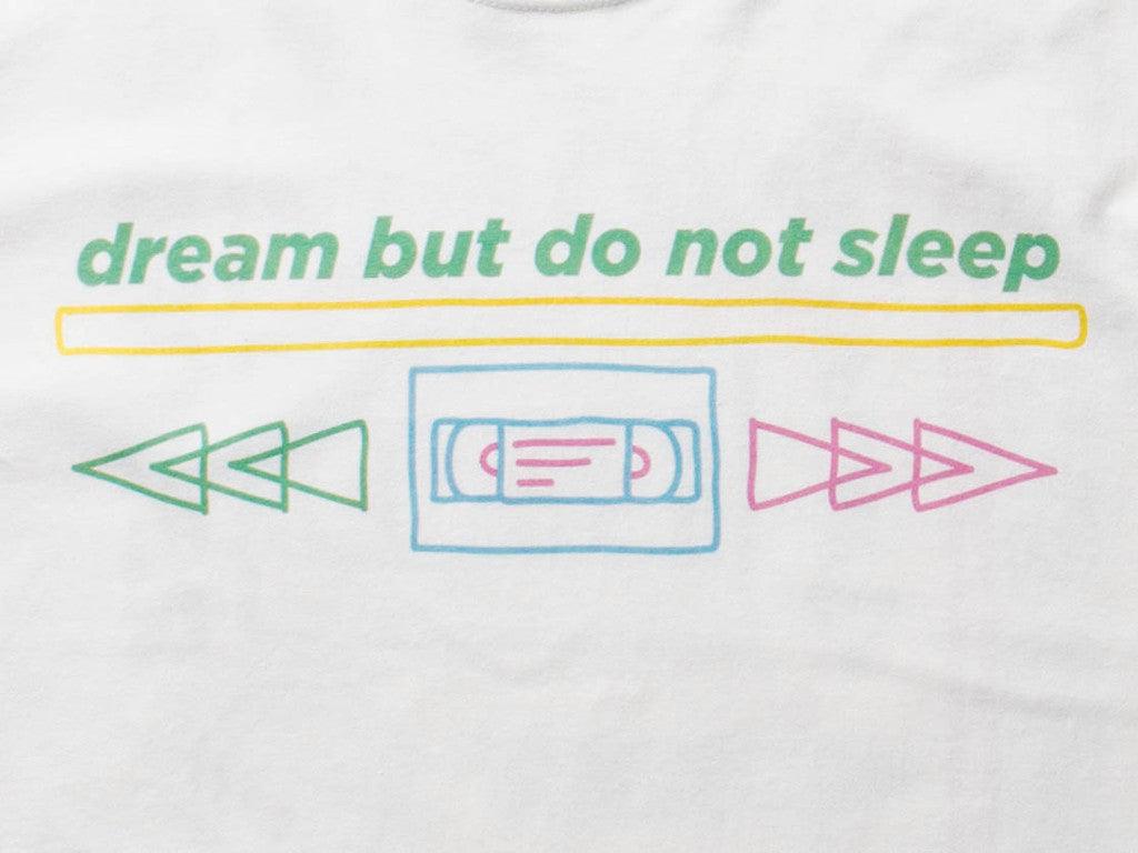 White Long Sleeved T-shirt With 80's VHS Design.