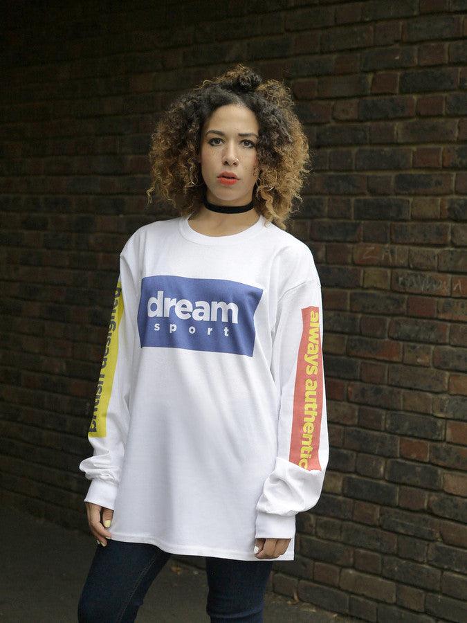 White Long Sleeved T-Shirt With British Designed Print.