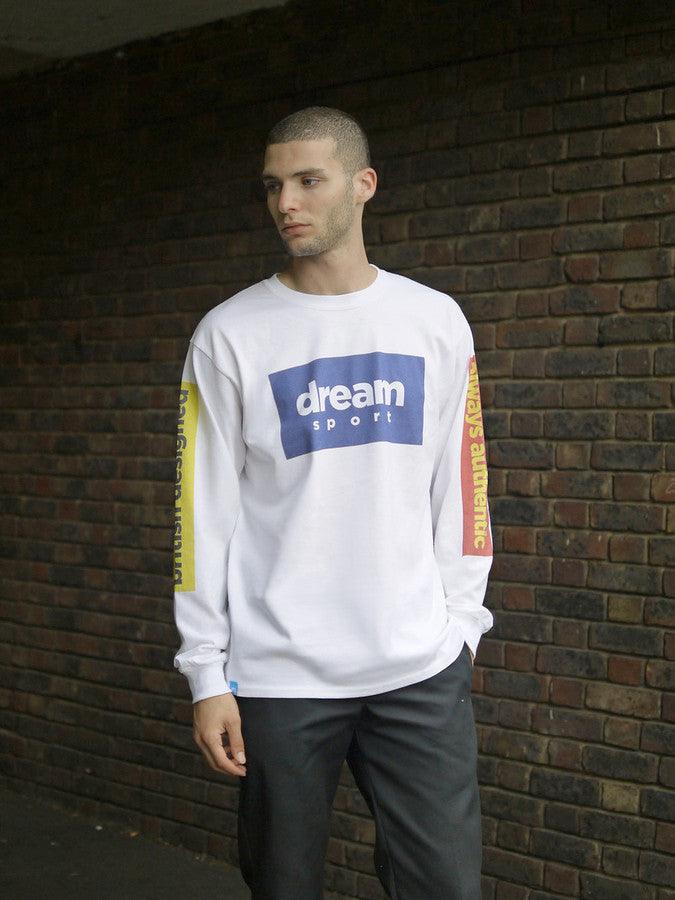 White Long Sleeved T-Shirt With British Designed Print.