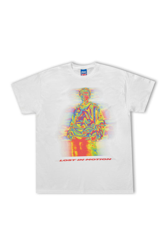 Short Sleeved T-Shirt in White with Rave Nation DJ Print