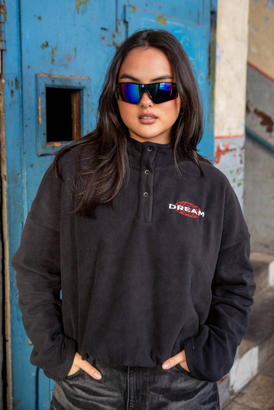 Unisex Hoodie in Black With Futuristic Logo Embroidery