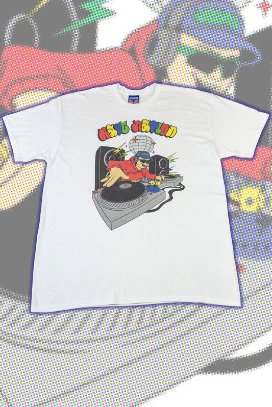 Short Sleeved T-Shirt in White With VHS Print