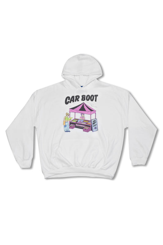 Hoodie in Vanilla Cream with Car Boot Campervan Print
