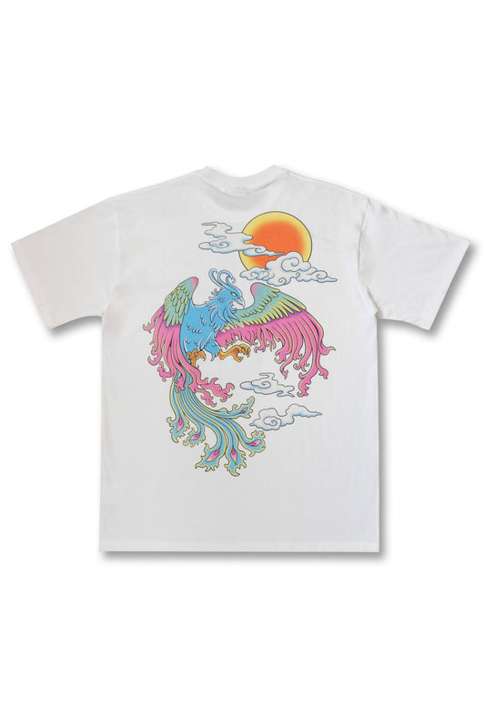 Short Sleeved T-Shirt in White with Rave Nation DJ Print