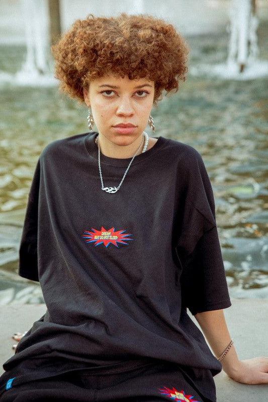 Short Sleeved T-shirt in Black with Beyond The Veil Of Time Embroidery