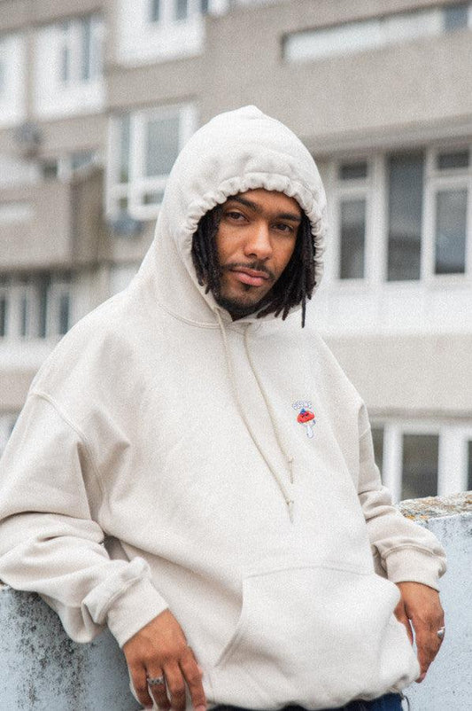 Hoodie in Sand With Chinese Dragon Print