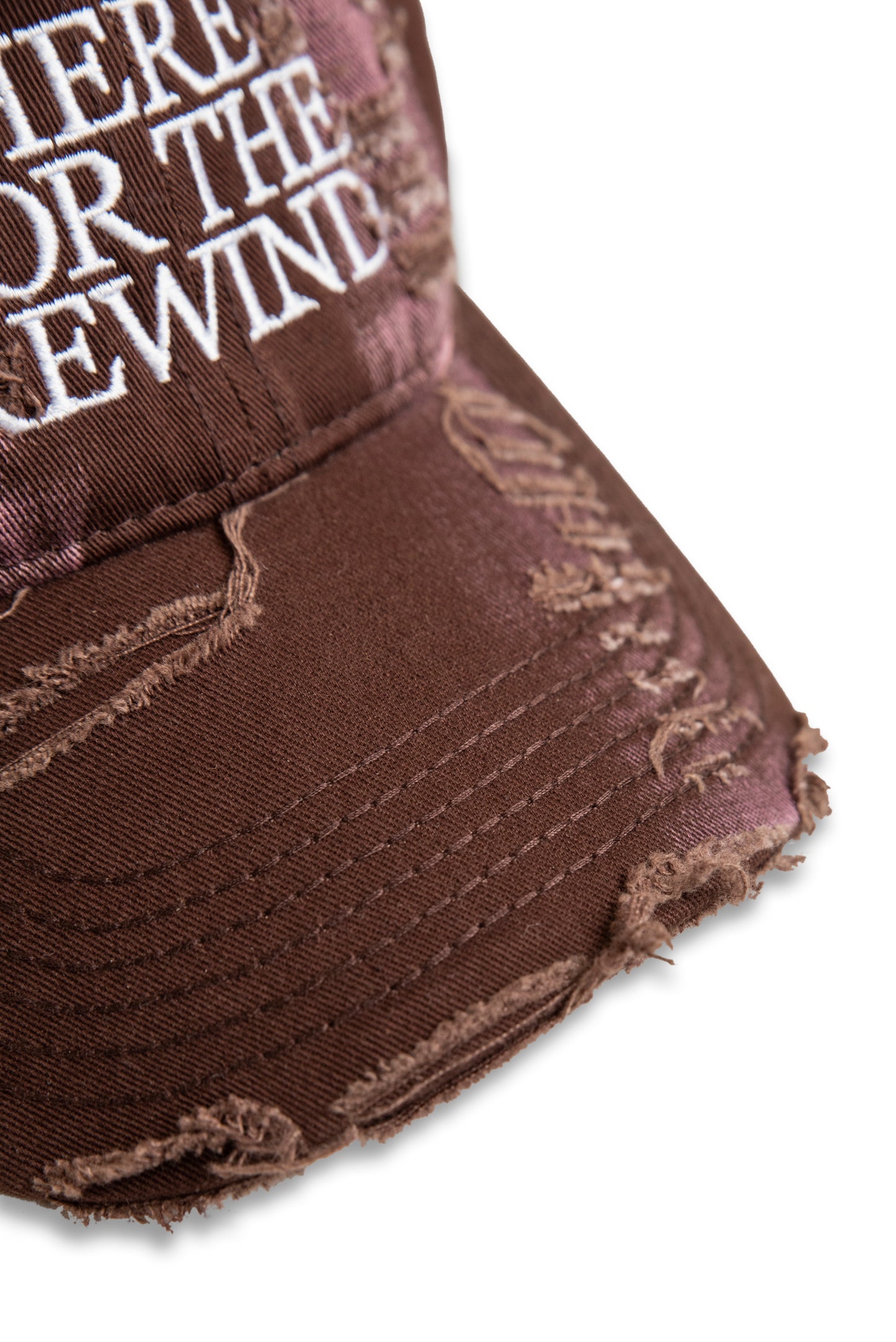Distressed Cap with Here For The Rewind Embroidery