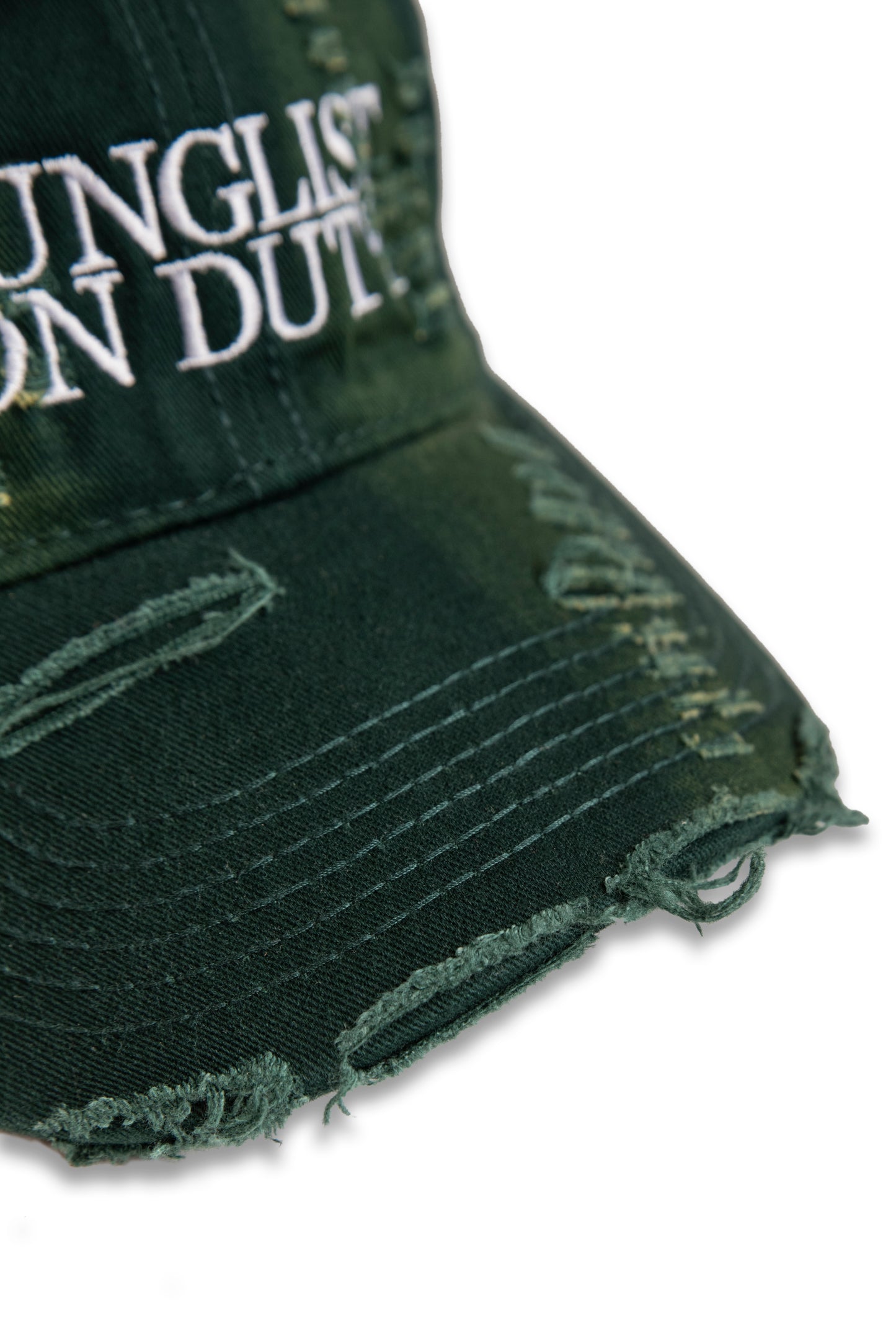 Distressed Cap with "Junglist On Duty" Embroidery - Green
