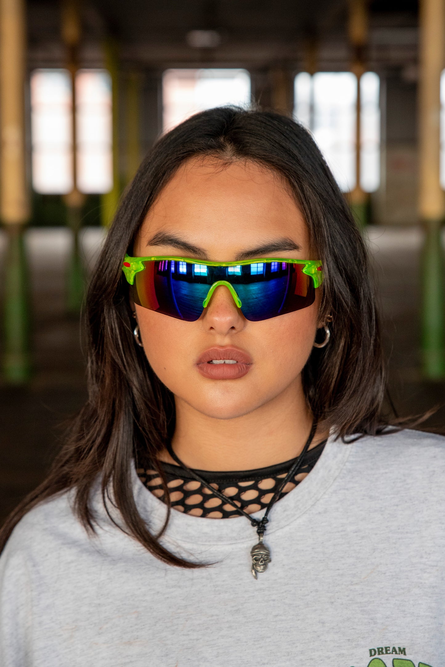 Sports Sunglasses in Neon Green with UV400 Protection