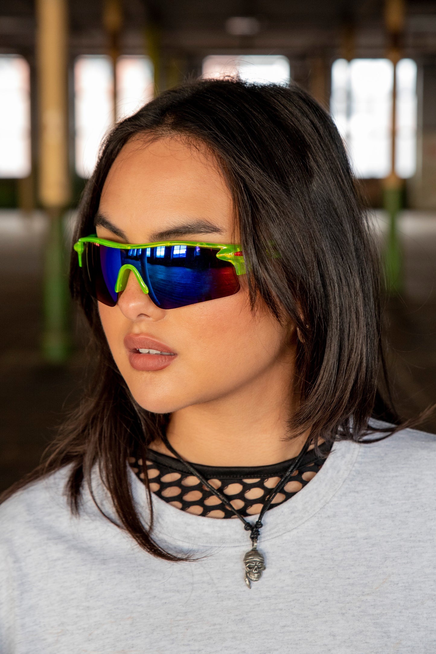 Sports Sunglasses in Neon Green with UV400 Protection