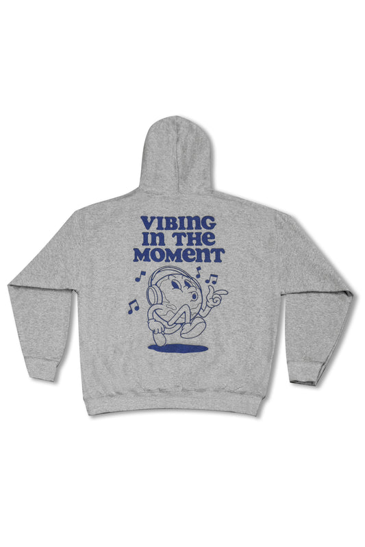 Hoodie in Heather Grey with Vibing In The Moment Print