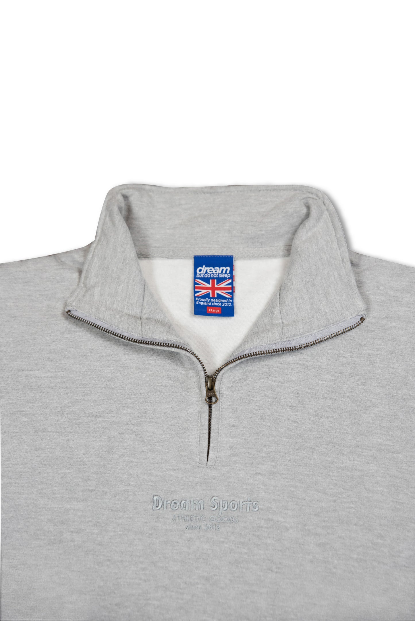 1/4 Zip Sweatshirt in Heather Grey with Dream Sports Tonal Logo Embroidery