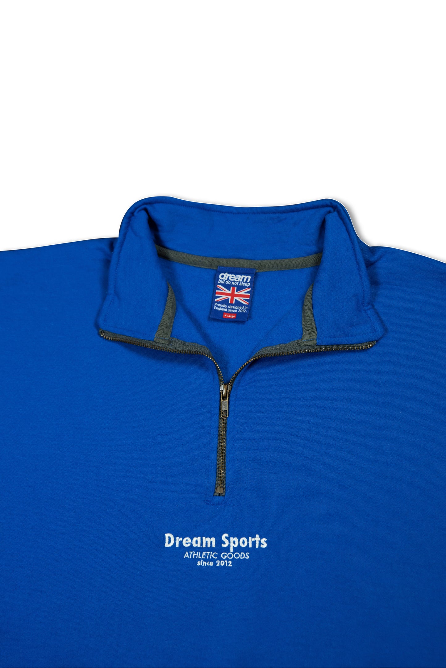 1/4 Zip Sweatshirt in Royal Blue with Dream Sports Tonal Logo Embroidery