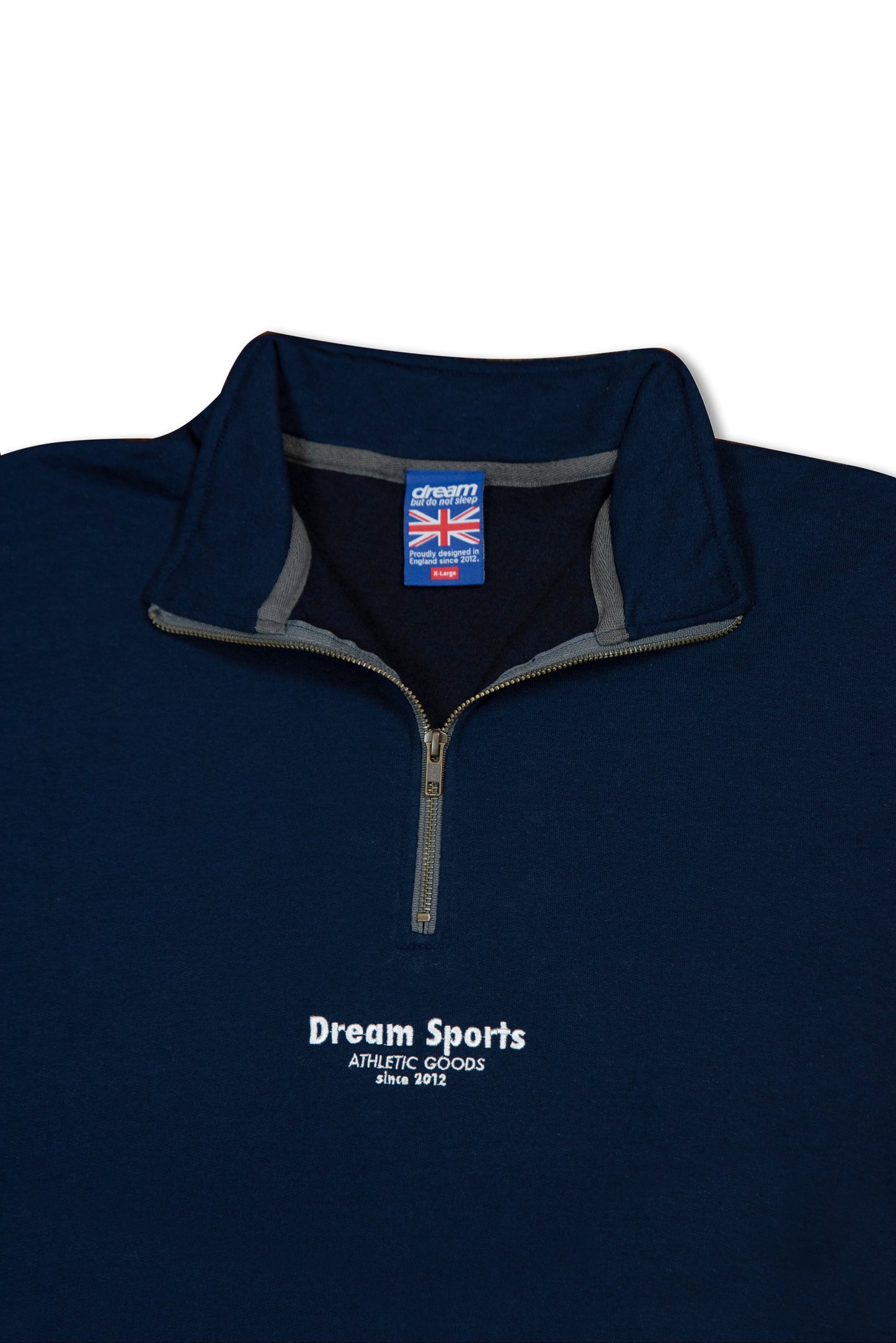 1/4 Zip Sweatshirt in Navy with Dream Sports Tonal Logo Embroidery