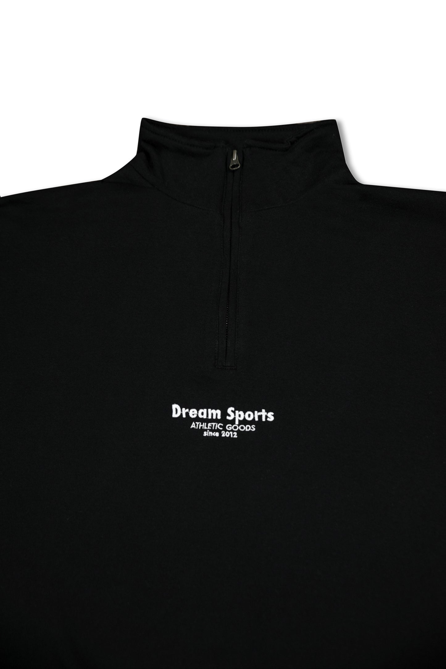 1/4 Zip Sweatshirt in Black with Dream Sports Tonal Logo Embroidery