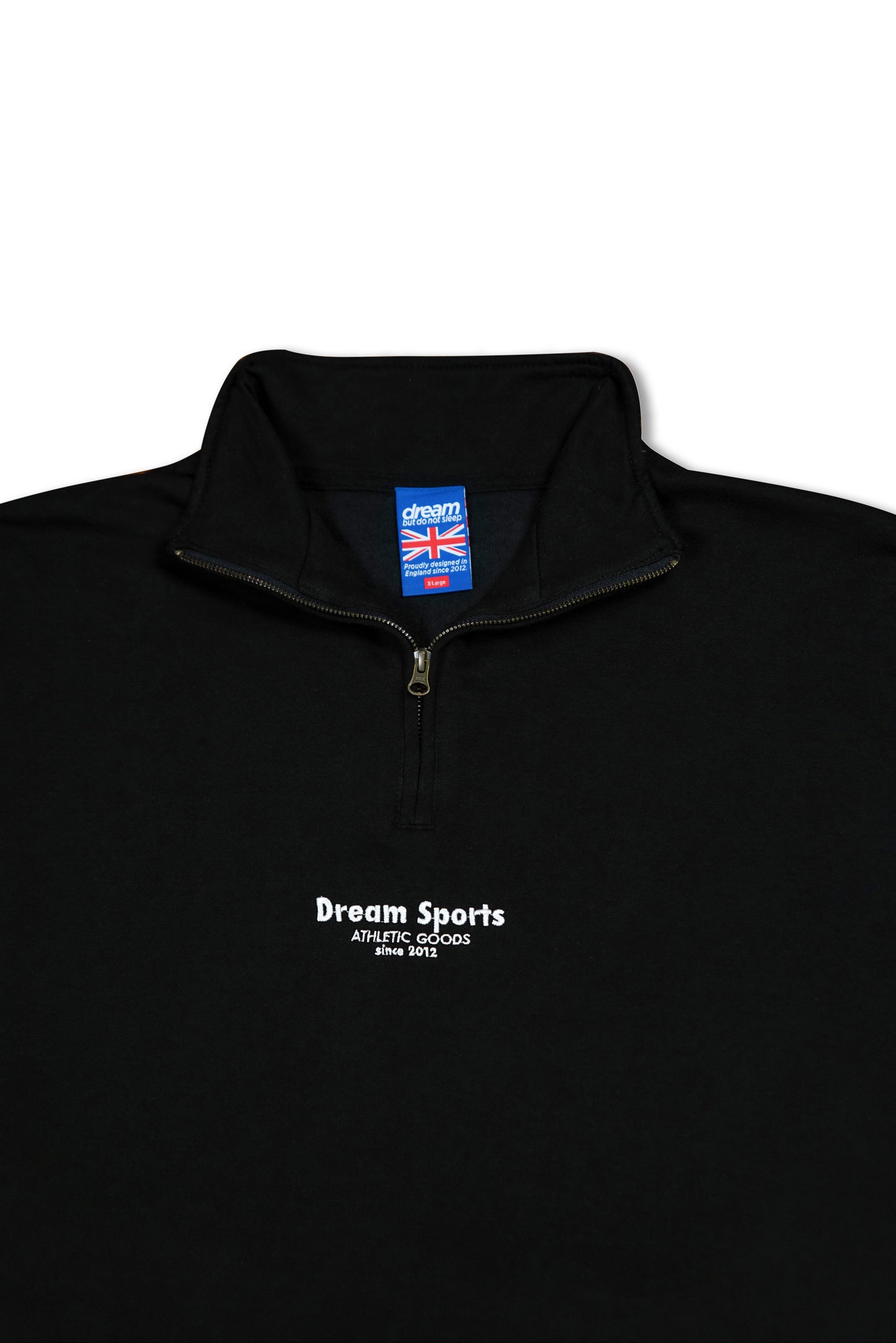 1/4 Zip Sweatshirt in Black with Dream Sports Tonal Logo Embroidery