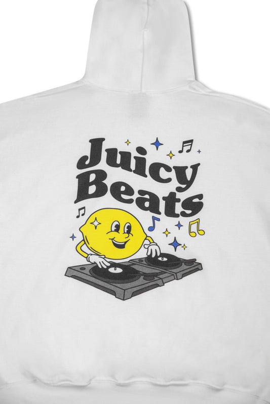 Hoodie in White with Juicy Beats Print