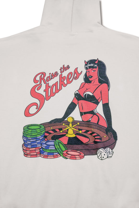 Hoodie in Sand with Raise The Stakes Roulette Print