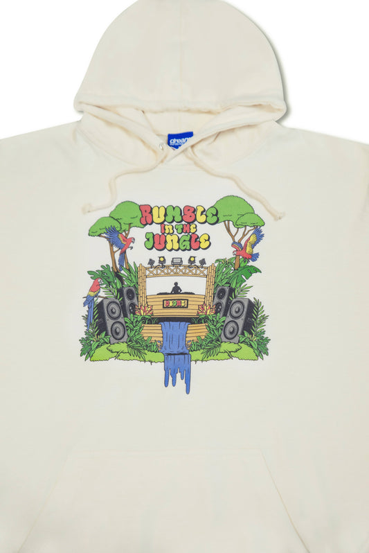 Hoodie in Vanilla Cream with Rumble In The Jungle Print